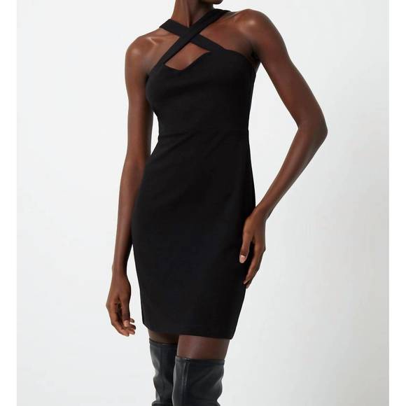 NEW FRENCH CONNECTION rafe ponte jersey bodycon dress in black - Picture 1 of 5